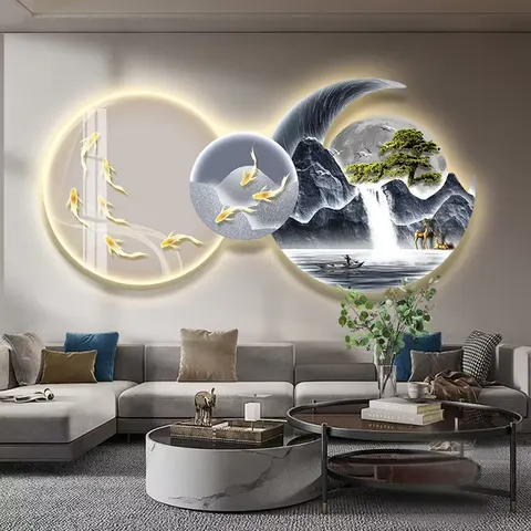 抽象 单幅 装饰画 现代简约 客厅背景墙挂画 LED带灯画