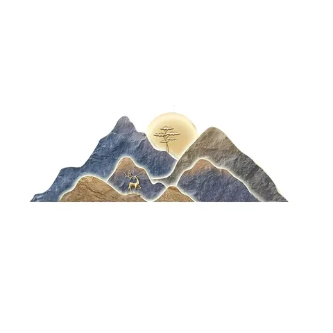 山水 单幅 装饰画 轻奢风 客厅背景墙挂画 LED带灯画