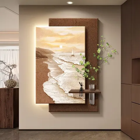 抽象 单幅 装饰画 奶油风 玄关背景墙挂画 砂岩浮雕