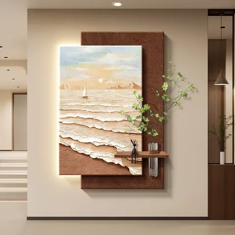 抽象 单幅 装饰画 奶油风 玄关背景墙挂画 砂岩浮雕