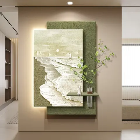 抽象 单幅 装饰画 奶油风 玄关背景墙挂画 砂岩浮雕