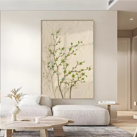 植物 单幅 装饰画 原木风 客厅背景墙挂画 晶瓷画