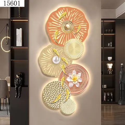 荷花 单幅 装饰画 现代简约 客厅背景墙挂画 LED带灯画