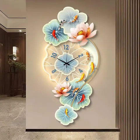 锦鲤 单幅 装饰画 现代简约 玄关背景墙挂画 LED带灯画