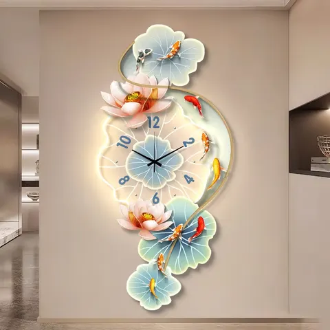 锦鲤 单幅 装饰画 现代简约 玄关背景墙挂画 LED带灯画