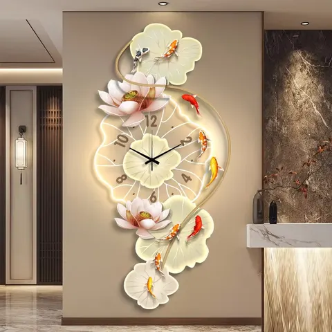 锦鲤 单幅 装饰画 现代简约 玄关背景墙挂画 LED带灯画