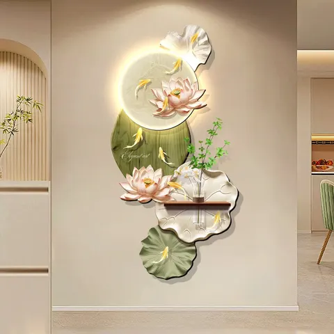 锦鲤 单幅 装饰画 现代简约 玄关背景墙挂画 LED带灯画