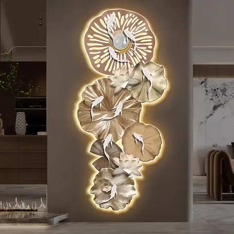 锦鲤 单幅 装饰画 现代简约 玄关背景墙挂画 LED带灯画
