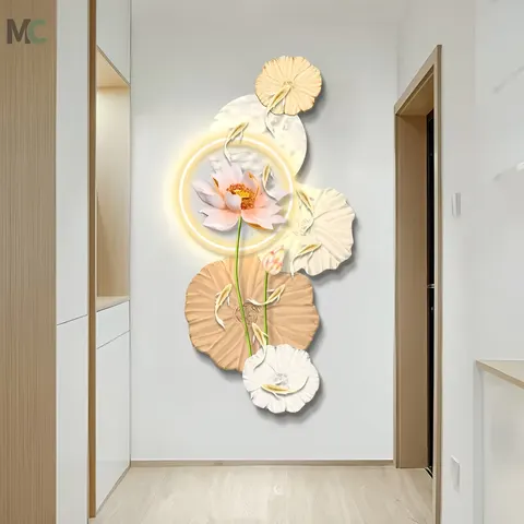 锦鲤 单幅 装饰画 现代简约 玄关背景墙挂画 LED带灯画