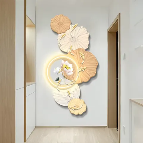 锦鲤 单幅 装饰画 现代简约 玄关背景墙挂画 LED带灯画