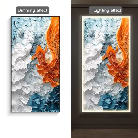 抽象 单幅 装饰画 轻奢风 玄关背景墙挂画 LED带灯画