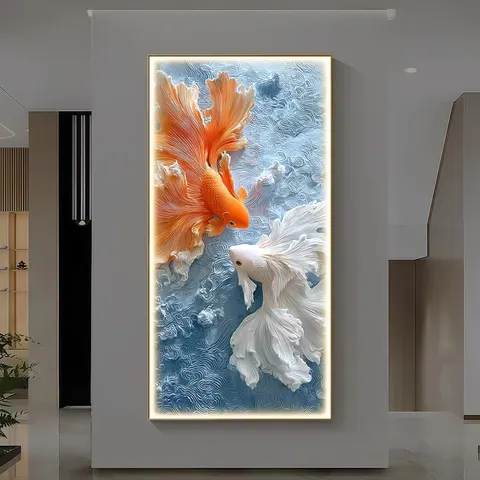抽象 单幅 装饰画 轻奢风 玄关背景墙挂画 LED带灯画