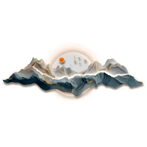 山水 单幅 装饰画 现代简约 客厅背景墙挂画 LED带灯画