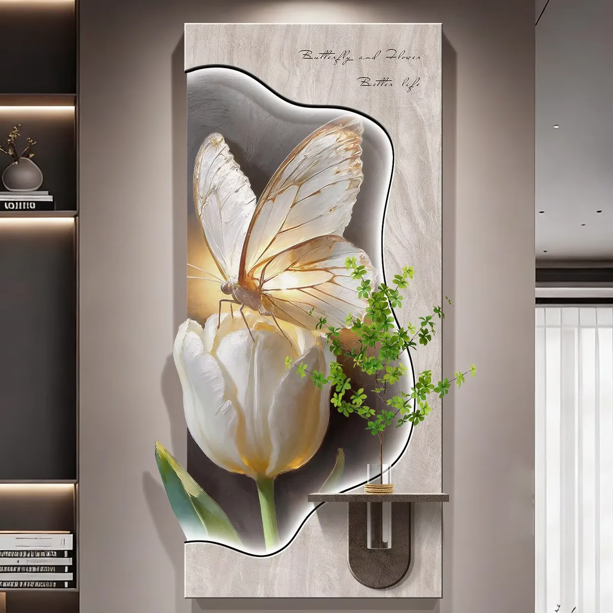 植物 单幅 装饰画 现代简约 客厅背景墙挂画 LED带灯画