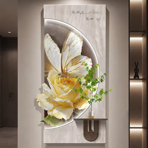 植物 单幅 装饰画 现代简约 客厅背景墙挂画 LED带灯画