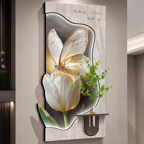 植物 单幅 装饰画 现代简约 客厅背景墙挂画 LED带灯画