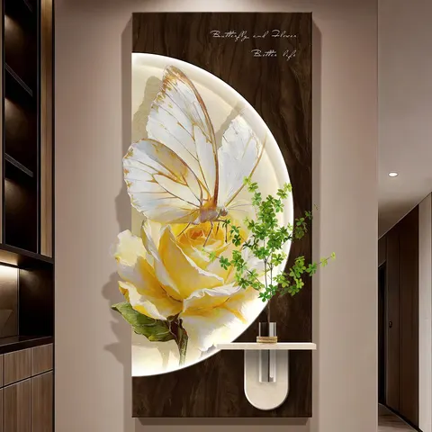 植物 单幅 装饰画 现代简约 客厅背景墙挂画 LED带灯画