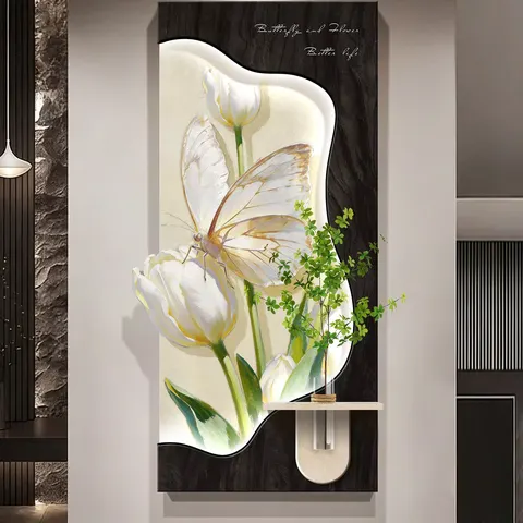 植物 单幅 装饰画 现代简约 客厅背景墙挂画 LED带灯画
