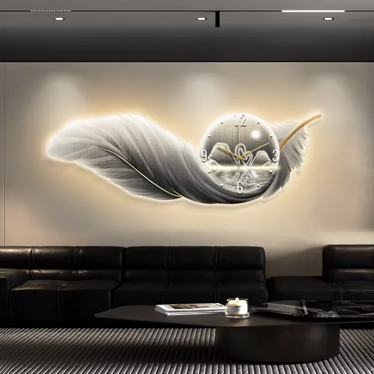 羽毛 单幅 装饰画 现代简约 客厅背景墙挂画 LED带灯画