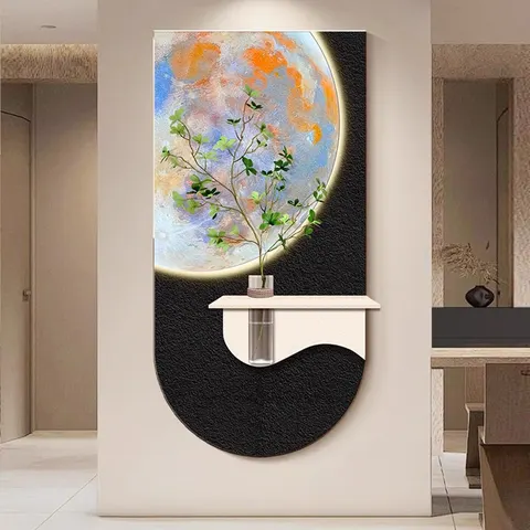 日月星辰 单幅 装饰画 轻奢风 玄关背景墙挂画 LED带灯画