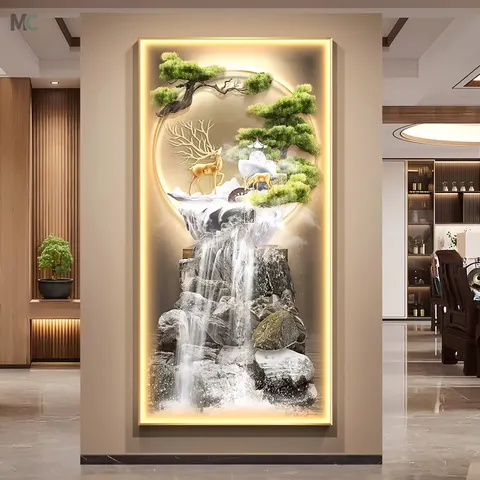 抽象 单幅 装饰画 轻奢风 玄关背景墙挂画 LED带灯画