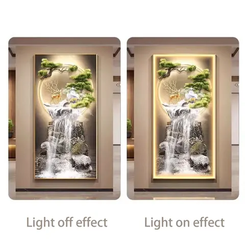 抽象 单幅 装饰画 轻奢风 玄关背景墙挂画 LED带灯画