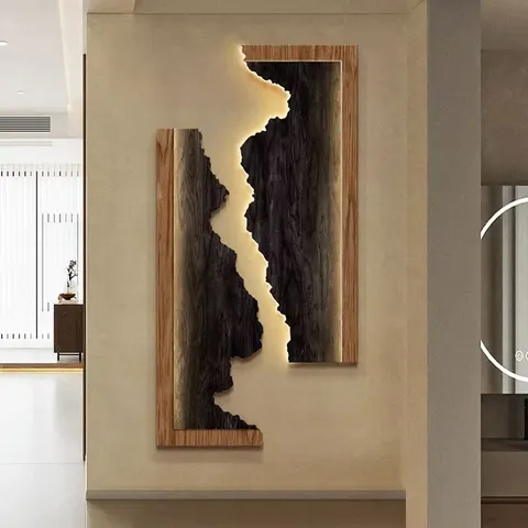 抽象 单幅 装饰画 轻奢风 玄关背景墙挂画 LED带灯画