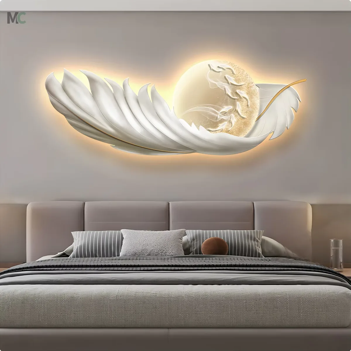 锦鲤 单幅 装饰画 轻奢风 卧室背景墙挂画 LED带灯画