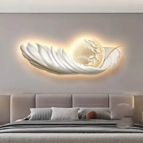 锦鲤 单幅 装饰画 轻奢风 卧室背景墙挂画 LED带灯画