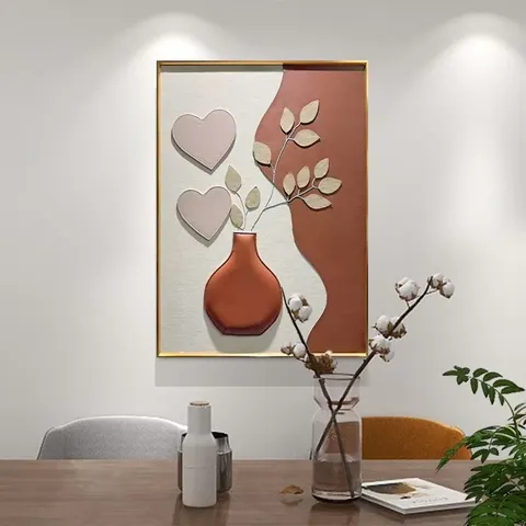 城市 单幅 装饰画 轻奢风 餐厅背景墙挂画 手工皮雕