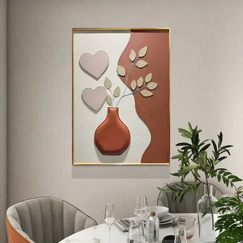 城市 单幅 装饰画 轻奢风 餐厅背景墙挂画 手工皮雕