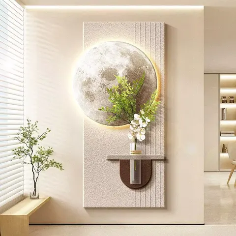 植物 单幅 装饰画 轻奢风 玄关背景墙挂画 LED带灯画