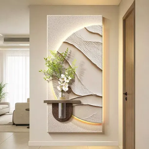 植物 单幅 装饰画 轻奢风 玄关背景墙挂画 LED带灯画