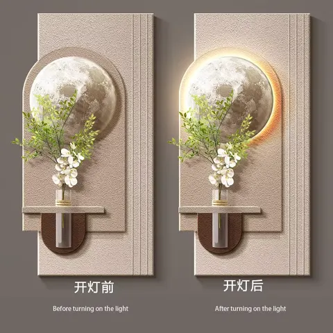 植物 单幅 装饰画 轻奢风 玄关背景墙挂画 LED带灯画