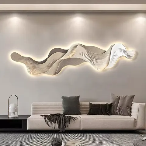 抽象 单幅 装饰画 轻奢风 客厅背景墙挂画 LED带灯画