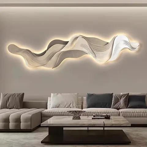 抽象 单幅 装饰画 轻奢风 客厅背景墙挂画 LED带灯画