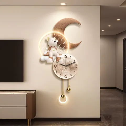 挂钟组合 单幅 装饰画 轻奢风 客厅背景墙挂画 LED带灯画