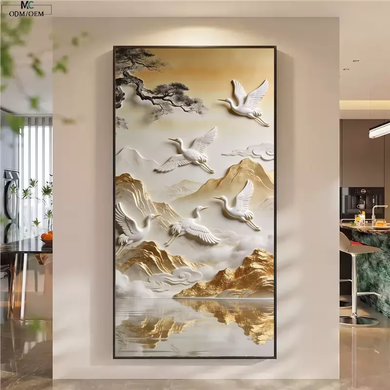 山水 单幅 装饰画 轻奢风 玄关背景墙挂画 晶瓷画