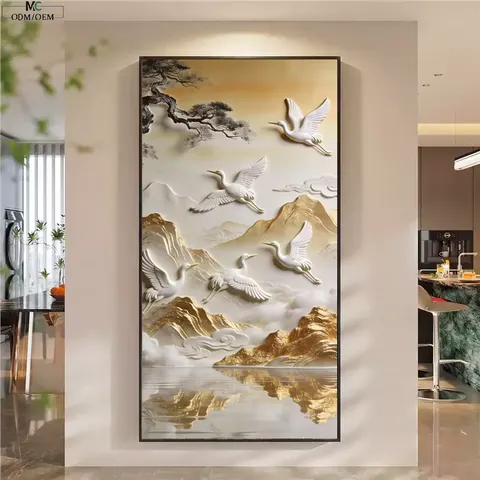 山水 单幅 装饰画 轻奢风 玄关背景墙挂画 晶瓷画