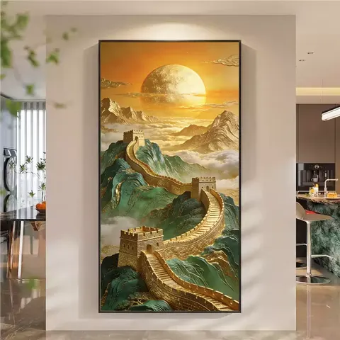 山水 单幅 装饰画 轻奢风 玄关背景墙挂画 晶瓷画