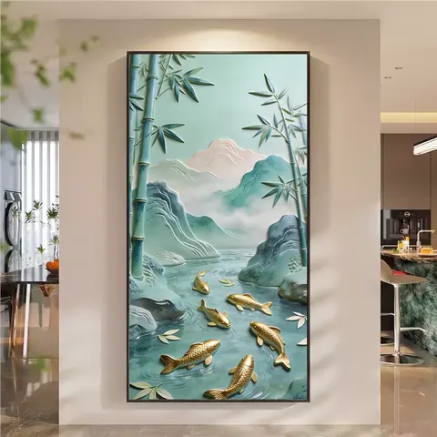 山水 单幅 装饰画 轻奢风 玄关背景墙挂画 晶瓷画