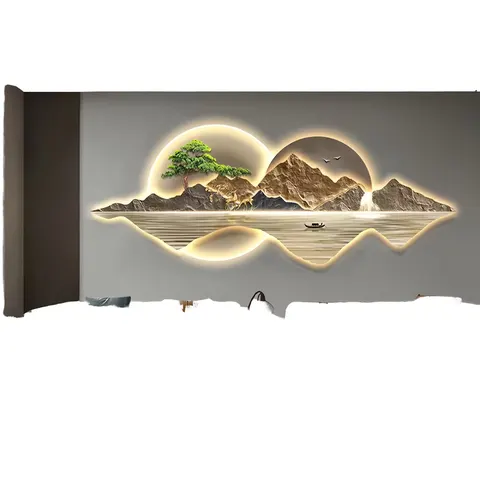 鹿 单幅 装饰画 轻奢风 客厅背景墙挂画 LED带灯画