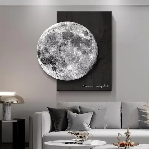 日月星辰 单幅 装饰画 轻奢风 客厅背景墙挂画 砂岩浮雕
