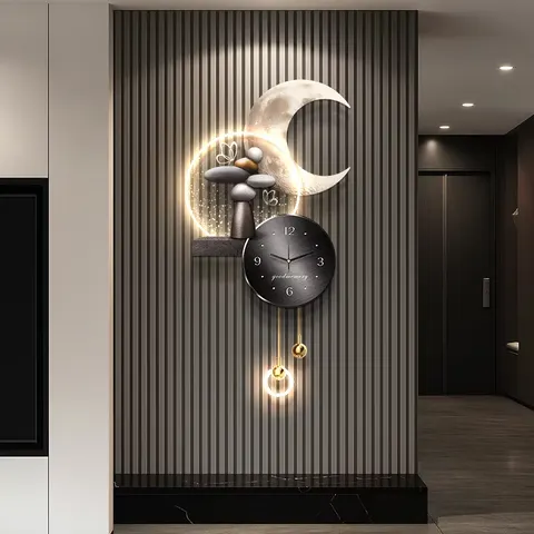 日月星辰 单幅 装饰画 轻奢风 客厅背景墙挂画 LED带灯画