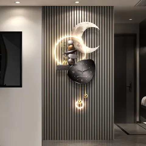 日月星辰 单幅 装饰画 轻奢风 客厅背景墙挂画 LED带灯画