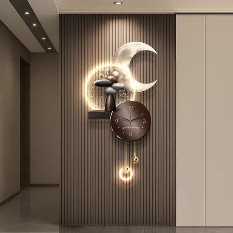 日月星辰 单幅 装饰画 轻奢风 客厅背景墙挂画 LED带灯画