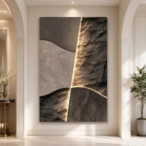 抽象 单幅 装饰画 轻奢风 玄关背景墙挂画 LED带灯画