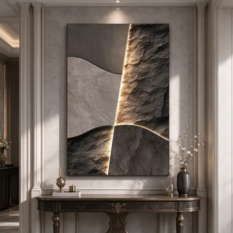 抽象 单幅 装饰画 轻奢风 玄关背景墙挂画 LED带灯画