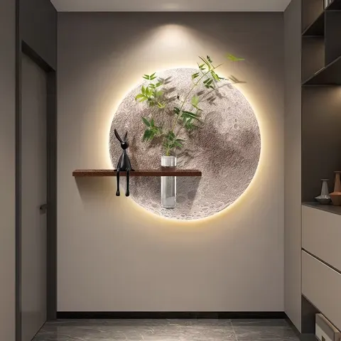 日月星辰 单幅 装饰画 轻奢风 餐厅背景墙挂画 LED带灯画