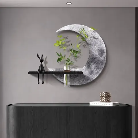 日月星辰 单幅 装饰画 轻奢风 餐厅背景墙挂画 LED带灯画